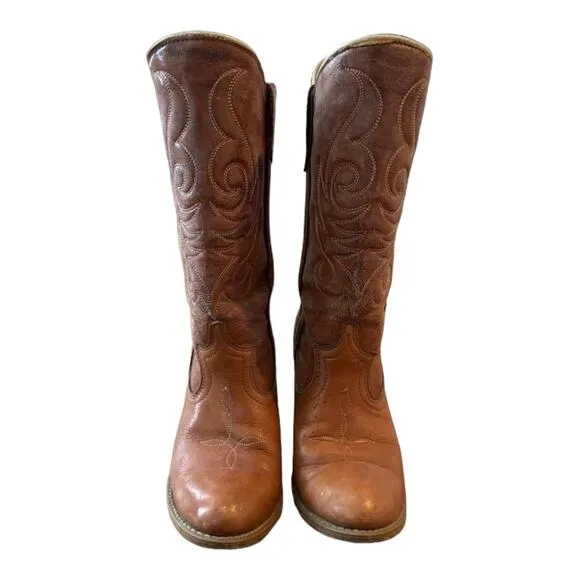 American Vintage Dingo VINTAGE BROWN HEELED COWBOY BOOTS  size 7.5