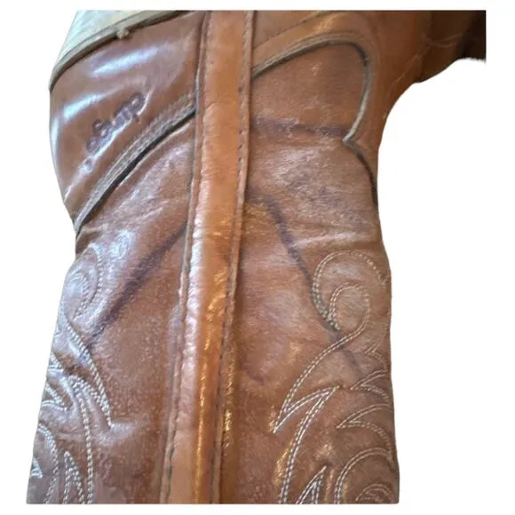 American Vintage Dingo VINTAGE BROWN HEELED COWBOY BOOTS  size 7.5