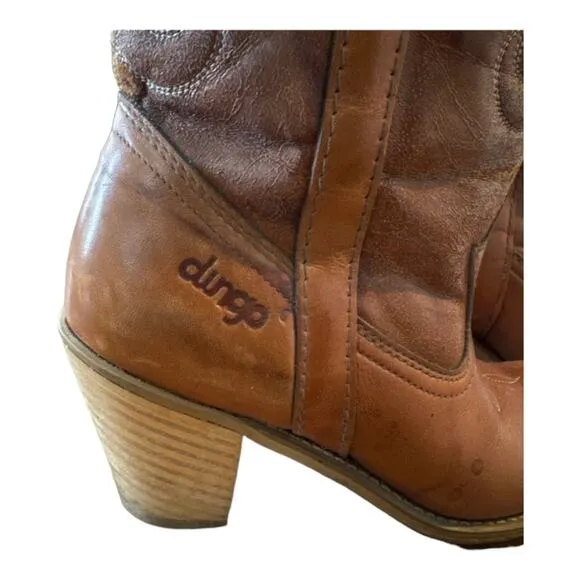 American Vintage Dingo VINTAGE BROWN HEELED COWBOY BOOTS  size 7.5