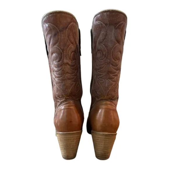American Vintage Dingo VINTAGE BROWN HEELED COWBOY BOOTS  size 7.5