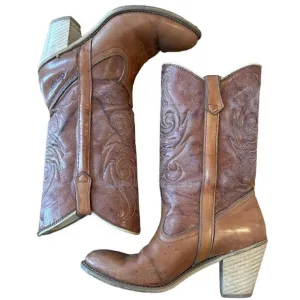 American Vintage Dingo VINTAGE BROWN HEELED COWBOY BOOTS  size 7.5