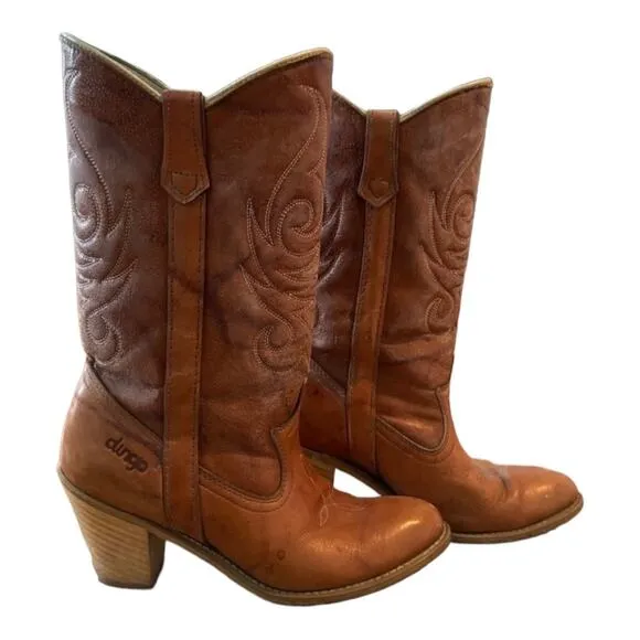 American Vintage Dingo VINTAGE BROWN HEELED COWBOY BOOTS  size 7.5