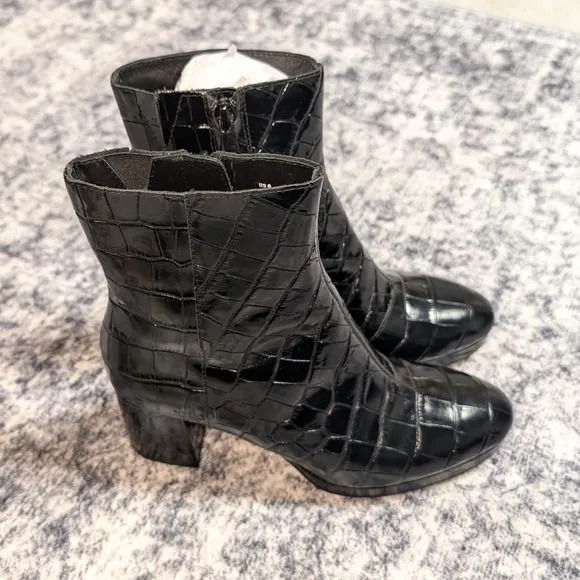 &amp; Other Stories Croc Leather Platform Boots Size 37