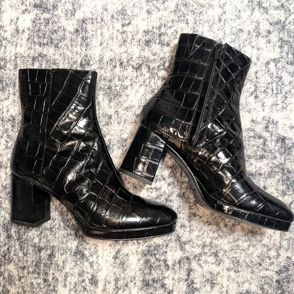 &amp; Other Stories Croc Leather Platform Boots Size 37