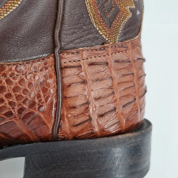 Anderson Bean Caiman western cowboy boots. Brown Women's 8 Mens 6.5