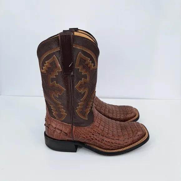 Anderson Bean Caiman western cowboy boots. Brown Women's 8 Mens 6.5