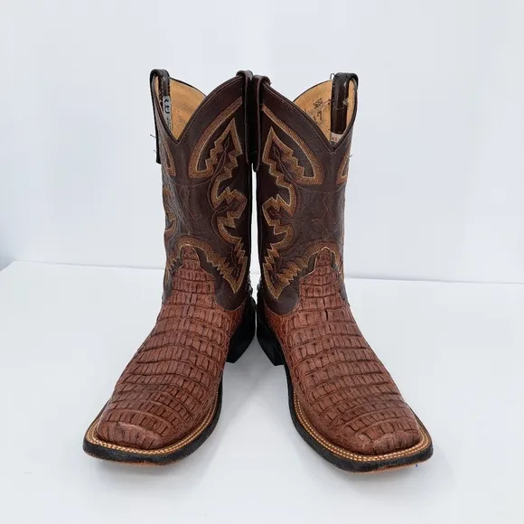 Anderson Bean Caiman western cowboy boots. Brown Women's 8 Mens 6.5