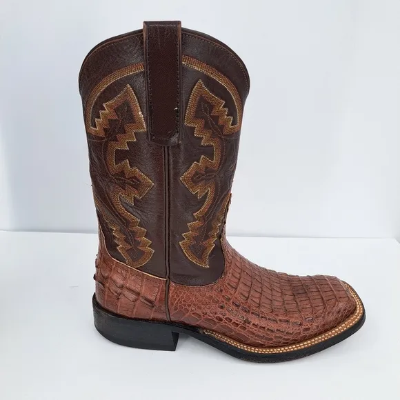 Anderson Bean Caiman western cowboy boots. Brown Women's 8 Mens 6.5