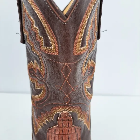 Anderson Bean Caiman western cowboy boots. Brown Women's 8 Mens 6.5