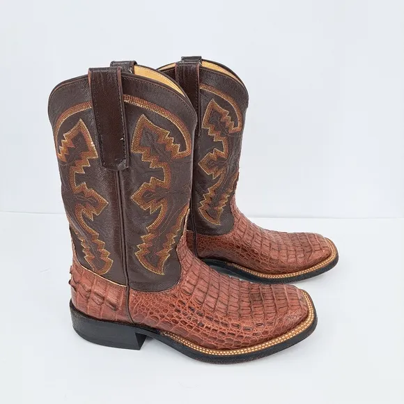 Anderson Bean Caiman western cowboy boots. Brown Women's 8 Mens 6.5