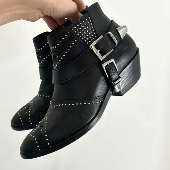 Anine Bing Boots Bianca Ankle Western Studded  Boots