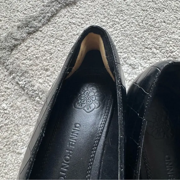 Anne Fontaine Naya black platform loafers croc embossed leather slip on 38 / 8