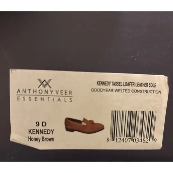 ANTHONY VEER Kennedy Tassel Suede Loafers Shoes Mens Sz 9 D Honey Brown NEW $235
