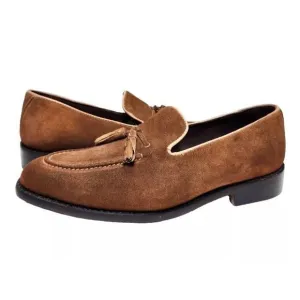 ANTHONY VEER Kennedy Tassel Suede Loafers Shoes Mens Sz 9 D Honey Brown NEW $235