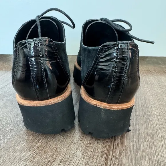 Anthropologie ALL BLACK platform oxford flats SZ 40 or 8.5US $296 MSRP