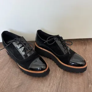 Anthropologie ALL BLACK platform oxford flats SZ 40 or 8.5US $296 MSRP