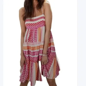 ANTHROPOLOGIE Devotion twins Embroidered Square-Neck Mini Dress size Medium
