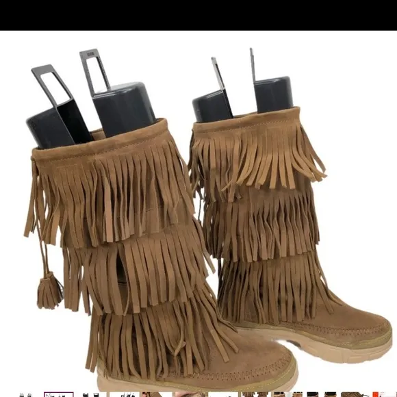Anthropologie New LaidBack London Pull on Fringe Boho Suede boots Coachella 🌸🌈