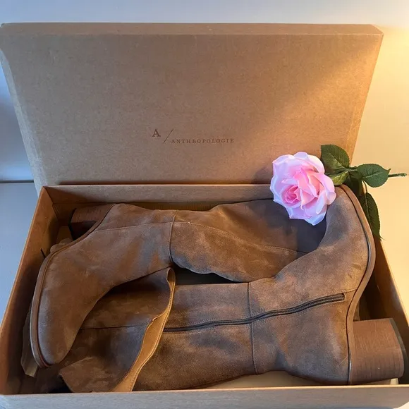 Anthropologie Over-the-Knee Suede Block-Heel Boots
