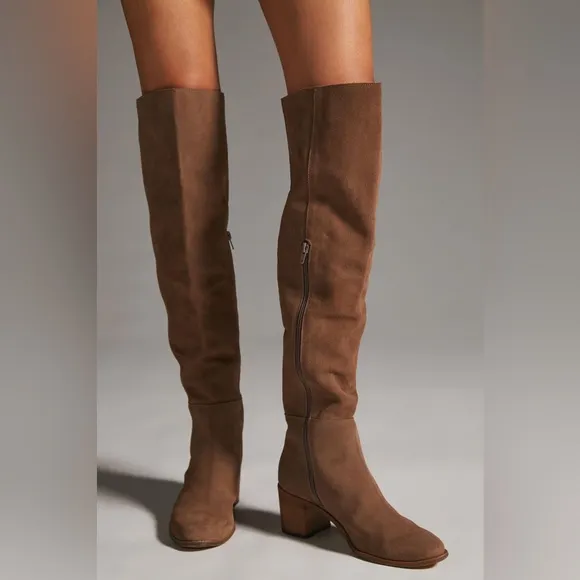 Anthropologie Over-the-Knee Suede Block-Heel Boots