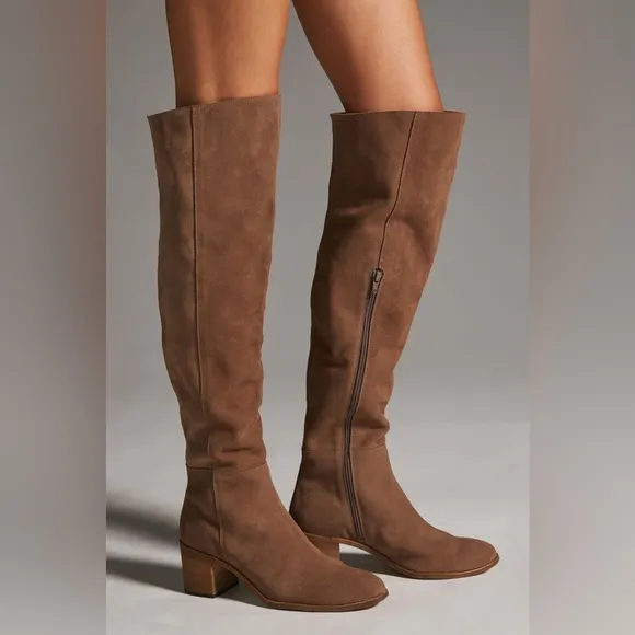 Anthropologie Over-the-Knee Suede Block-Heel Boots