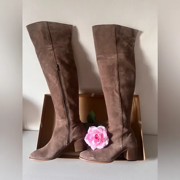 Anthropologie Over-the-Knee Suede Block-Heel Boots