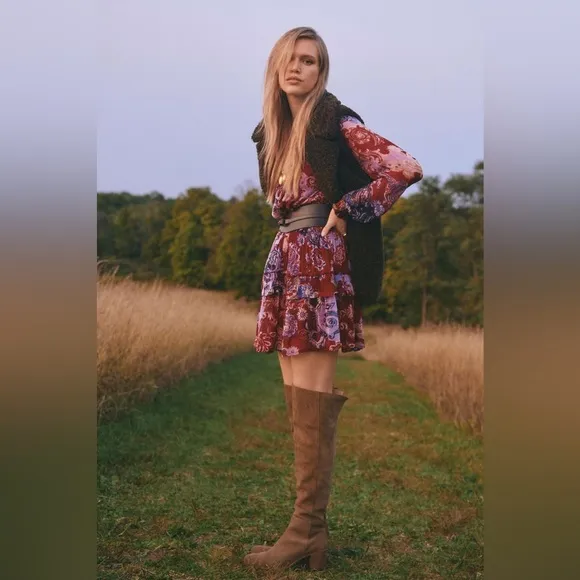 Anthropologie Over-the-Knee Suede Block-Heel Boots