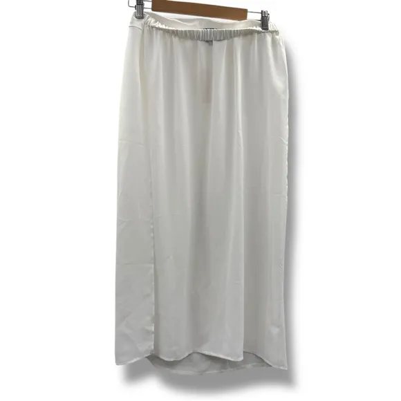Anthropologie‎ Sunday in Brooklyn White Sheer Side Slit Maxi Skirt Sz XS NEW