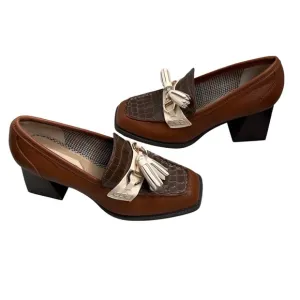 Antonio Melani Bailee Tailored Leather Crocodile Embossed Tassel Loafers 8.5