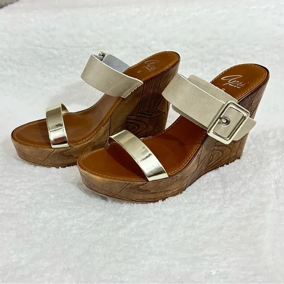 Apri Italian Wedge Sandals Platform Shoes Buckle Open Toe Straps Buckle