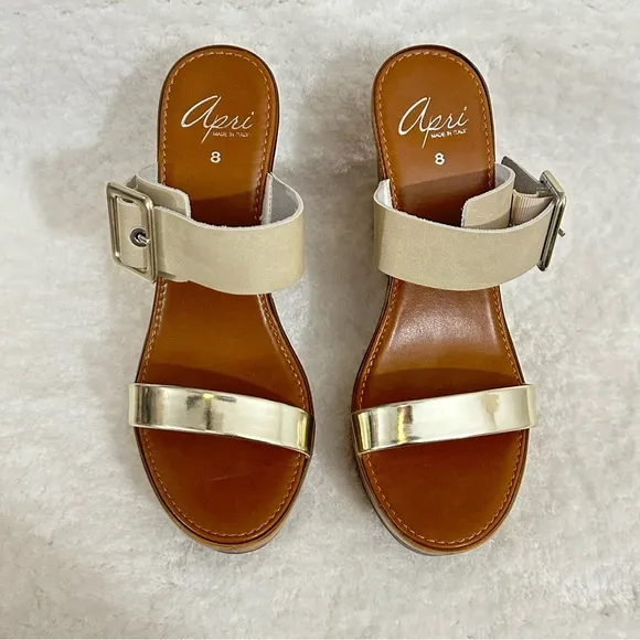 Apri Italian Wedge Sandals Platform Shoes Buckle Open Toe Straps Buckle