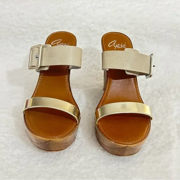 Apri Italian Wedge Sandals Platform Shoes Buckle Open Toe Straps Buckle