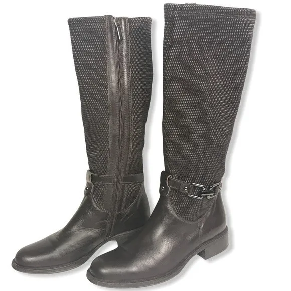 Aquatalia Riding Boots Tall Upswing    Espresso Brown Calfskin Leather 7.5