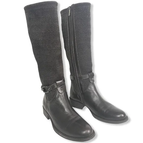 Aquatalia Riding Boots Tall Upswing    Espresso Brown Calfskin Leather 7.5