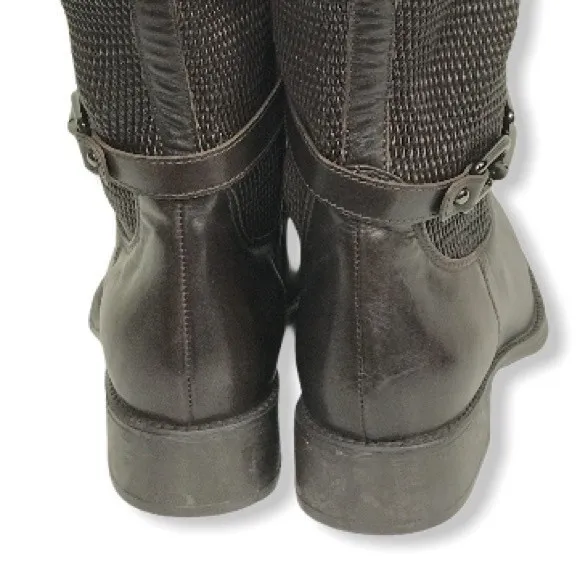 Aquatalia Riding Boots Tall Upswing    Espresso Brown Calfskin Leather 7.5