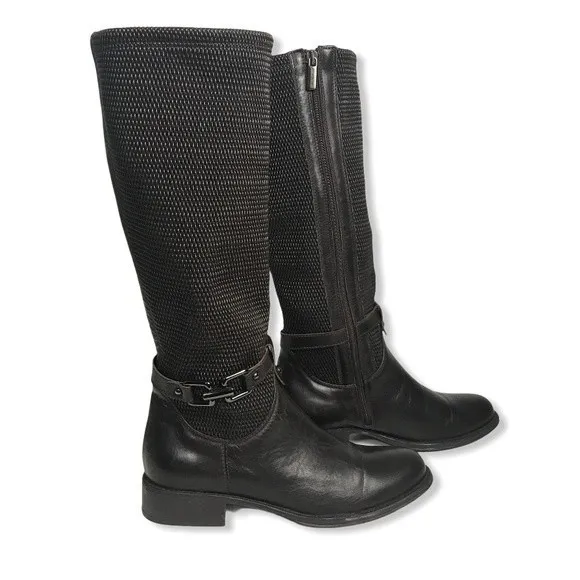 Aquatalia Riding Boots Tall Upswing    Espresso Brown Calfskin Leather 7.5