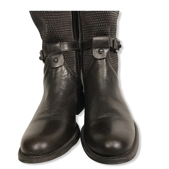 Aquatalia Riding Boots Tall Upswing    Espresso Brown Calfskin Leather 7.5
