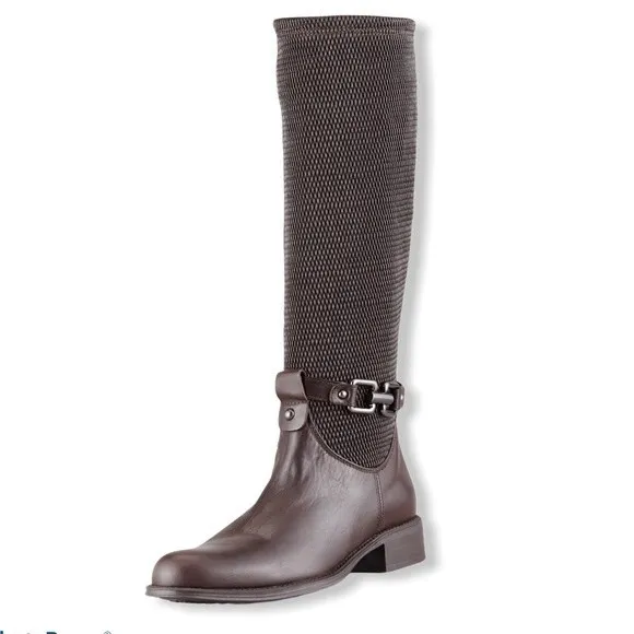 Aquatalia Riding Boots Tall Upswing    Espresso Brown Calfskin Leather 7.5