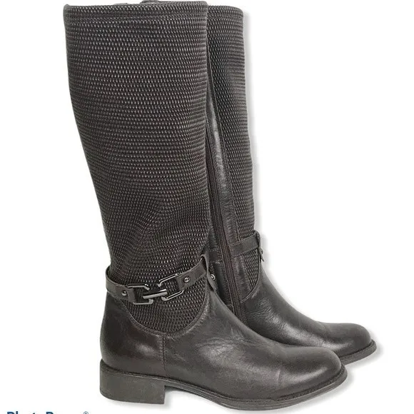 Aquatalia Riding Boots Tall Upswing    Espresso Brown Calfskin Leather 7.5