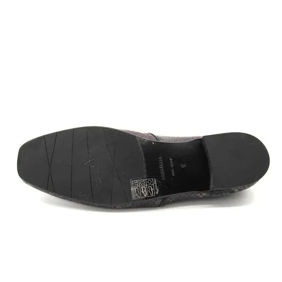 Aquatalia Revy Snake-Embossed Leather Loafers SZ 9