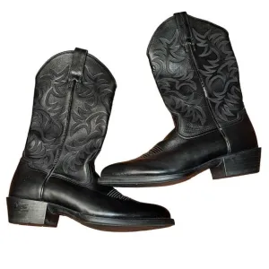 Ariat Heritage Pointed Toe Western Boots Men 9D Deertan Black Leather 34770