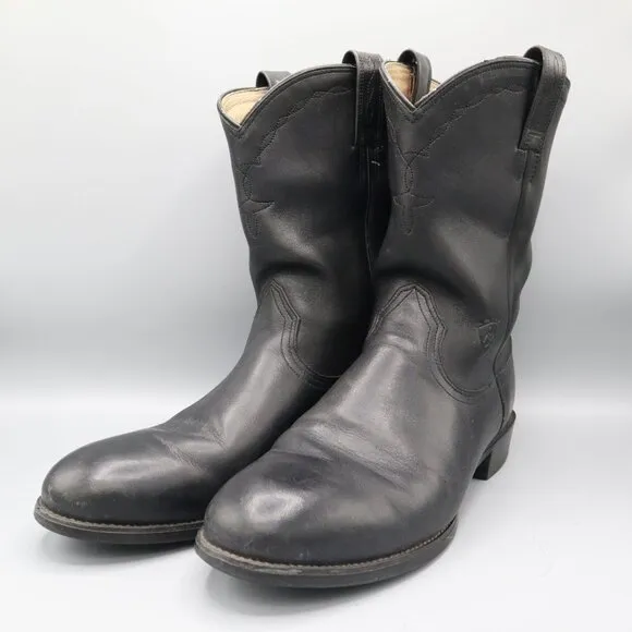 Ariat Heritage Roper Western Boots Men 10D Black Ranch Wear Leather Cowboy Rodeo