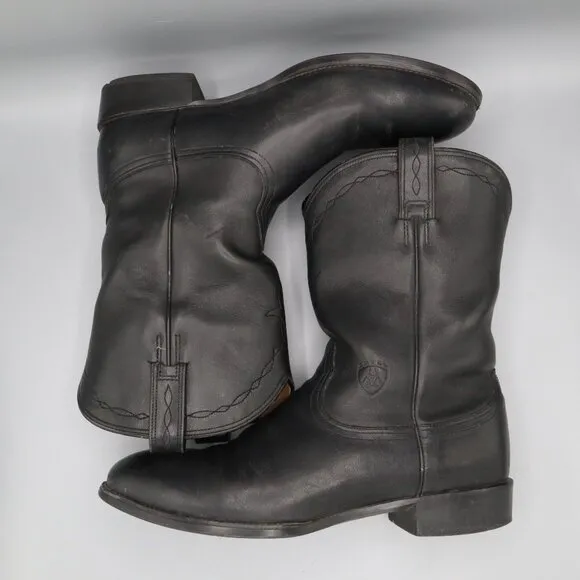 Ariat Heritage Roper Western Boots Men 10D Black Ranch Wear Leather Cowboy Rodeo