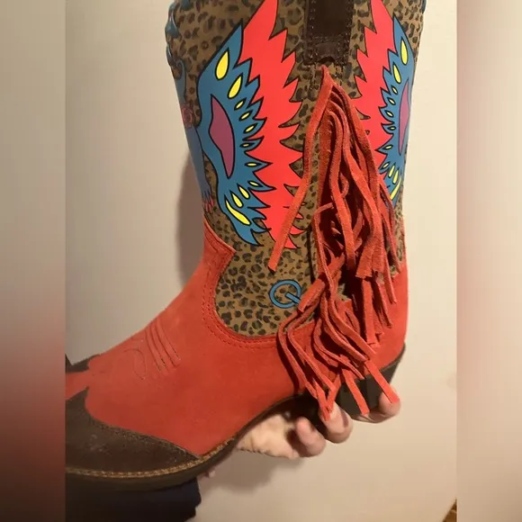 Ariat Kid’s Size 5 Rockin Read/Eagle Rose Square Toe 8’’ Height Isabel