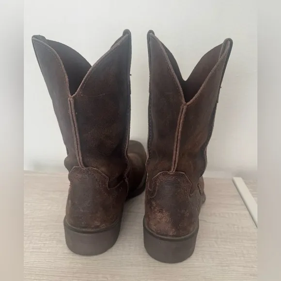 Ariat Rambler Antiqued Brown Square Toe Boots Leather Western Country Size 9 D