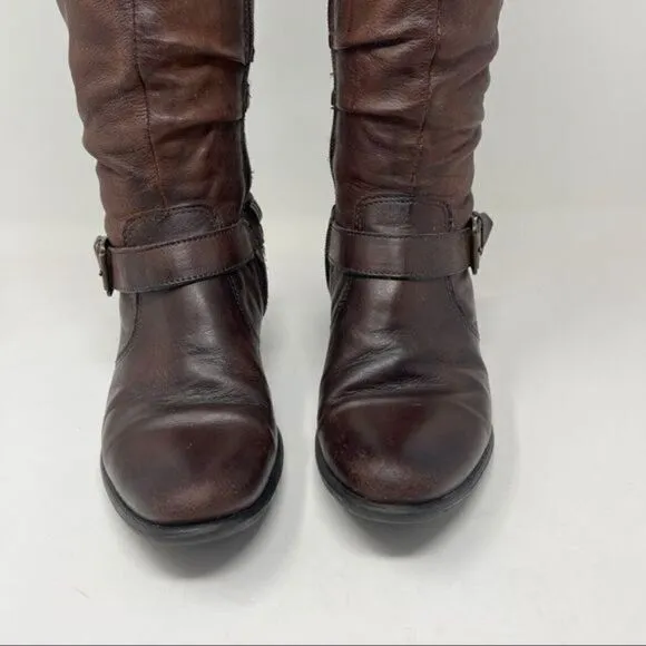Arnold Churgin Leather Slouch Brown Buckle Boots Women's Size 36