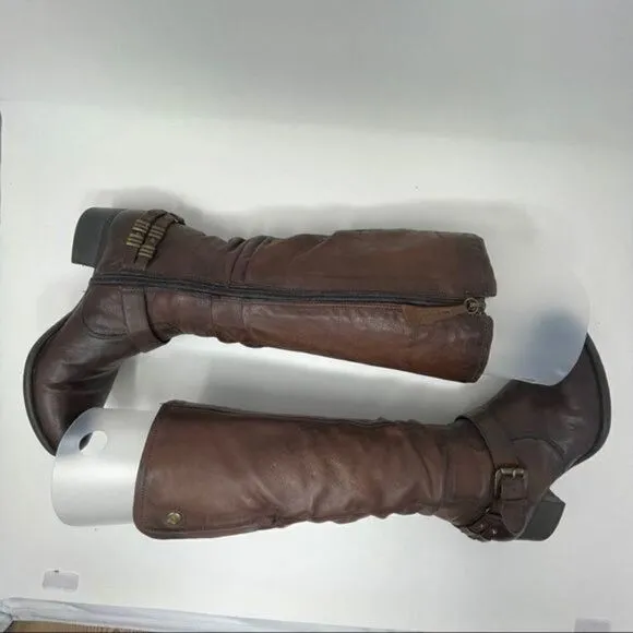 Arnold Churgin Leather Slouch Brown Buckle Boots Women's Size 36