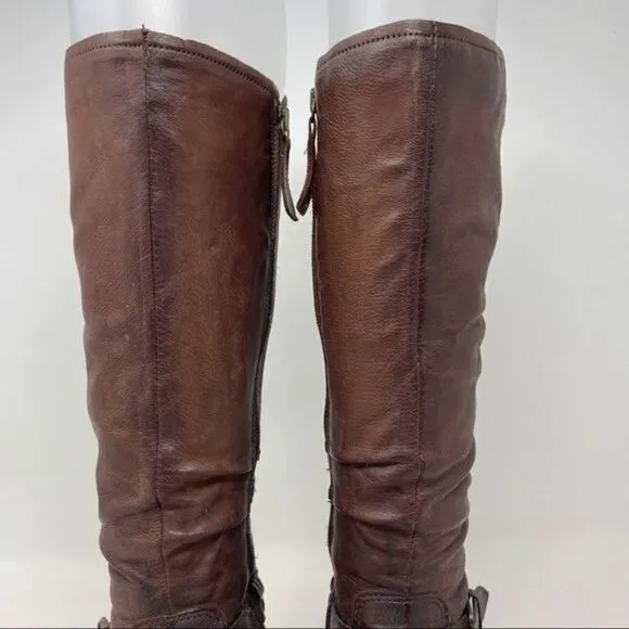 Arnold Churgin Leather Slouch Brown Buckle Boots Women's Size 36