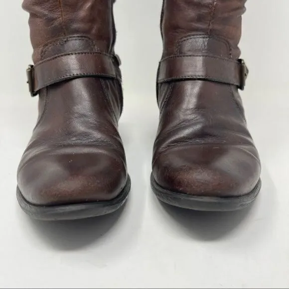 Arnold Churgin Leather Slouch Brown Buckle Boots Women's Size 36