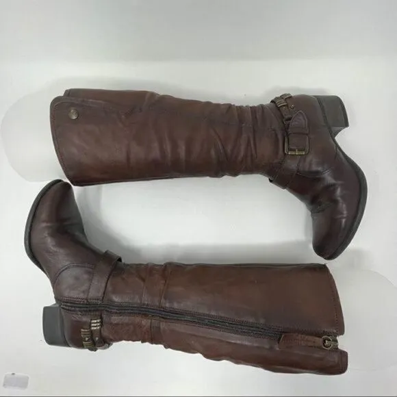 Arnold Churgin Leather Slouch Brown Buckle Boots Women's Size 36